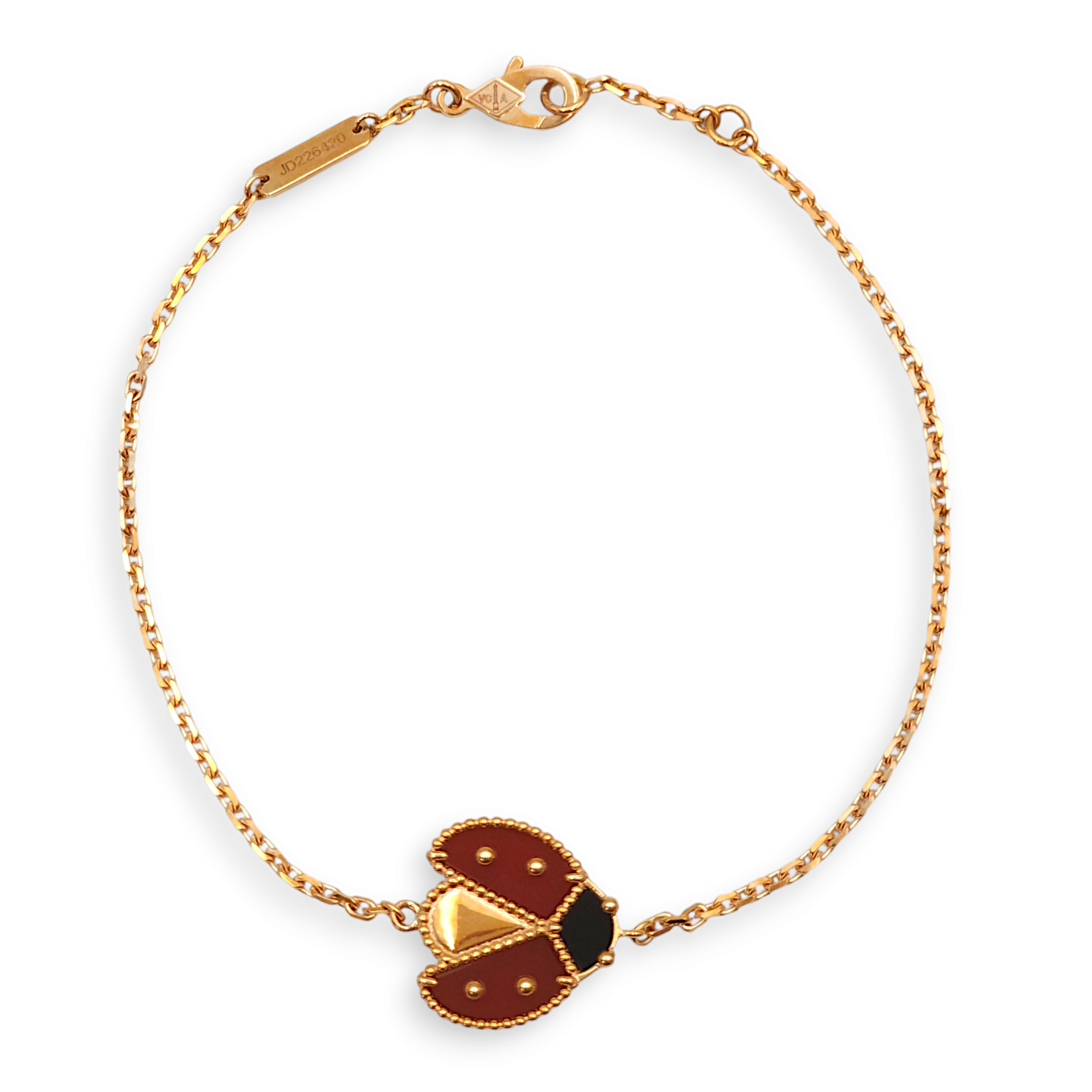 Lucky Spring Open Wings Carnelian Bracelet in Rose Gold