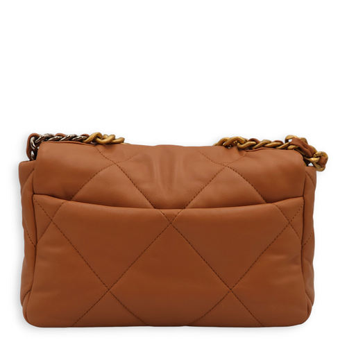 C19 Flap Small Caramel Shoulder Bag in Lambskin, 3-Tone hardware