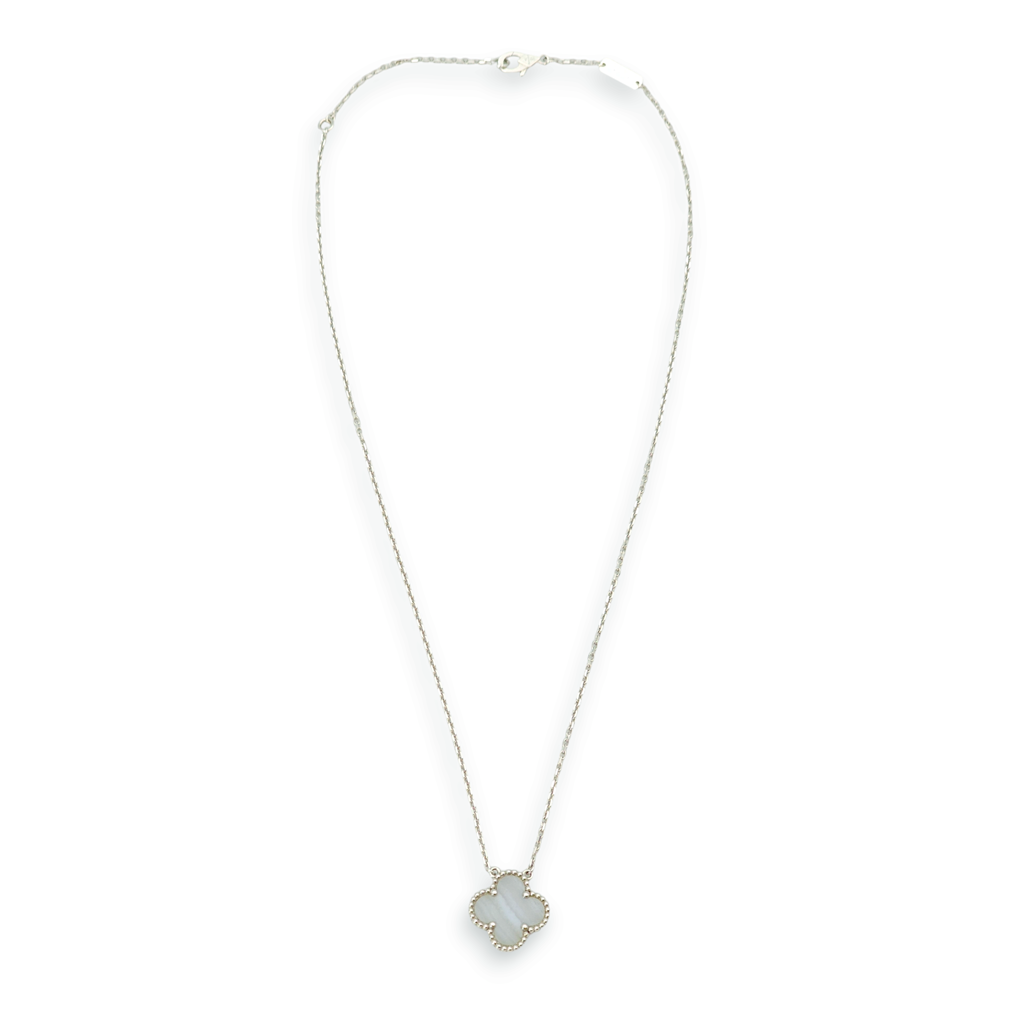 Vintage Alhambra Chalcedony Necklace in White Gold