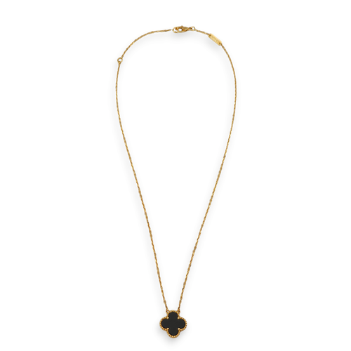 Vintage Alhambra Black Onyx Necklace in Gold