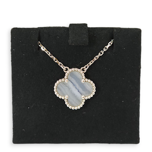 Vintage Alhambra Chalcedony Necklace in White Gold