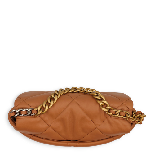 C19 Flap Small Caramel Shoulder Bag in Lambskin, 3-Tone hardware