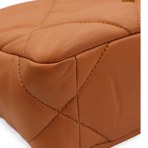 C19 Flap Small Caramel Shoulder Bag in Lambskin, 3-Tone hardware