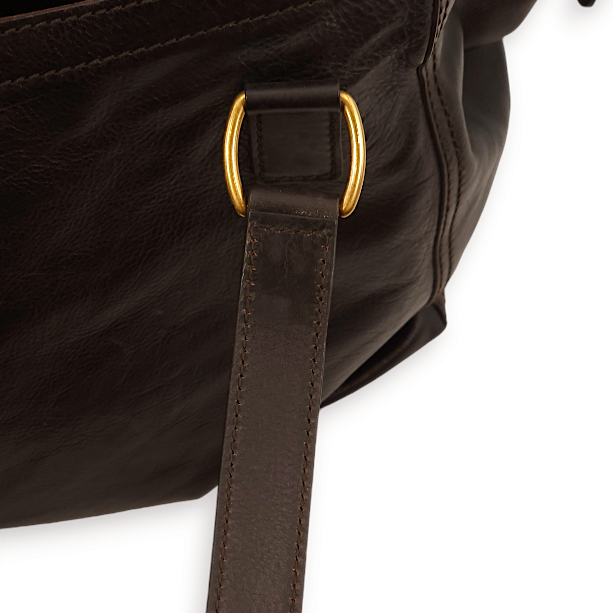 Downtown Brown Tote Bag in Calfskin, Gold hardware