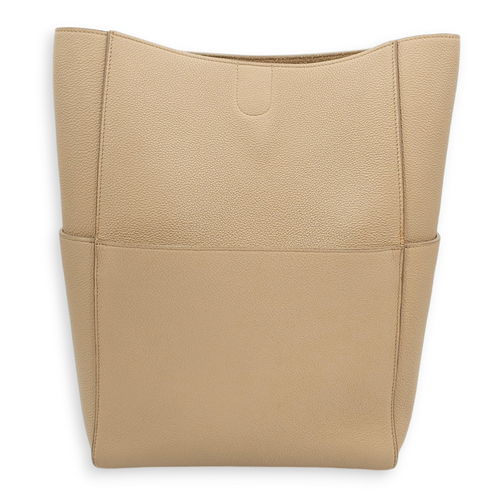 Sangle Seau Vertical Beige Tote Bag in Calfskin, Gold hardware