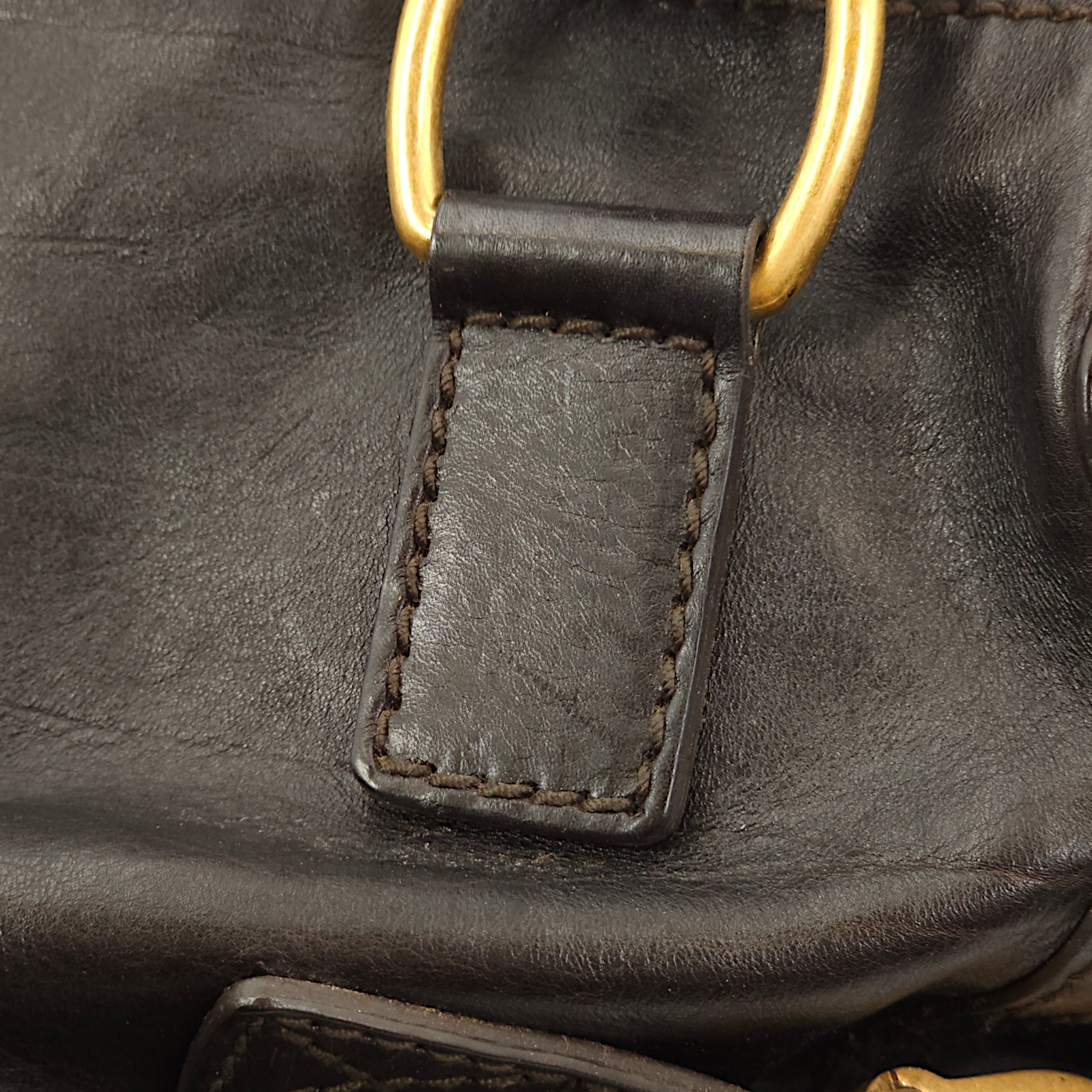 Downtown Brown Tote Bag in Calfskin, Gold hardware