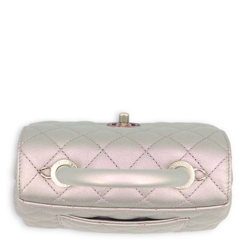 Quilted CoCo Mini Iridescent Purple Top Handle Bag in Caviar Leather, 3-Tone hardware