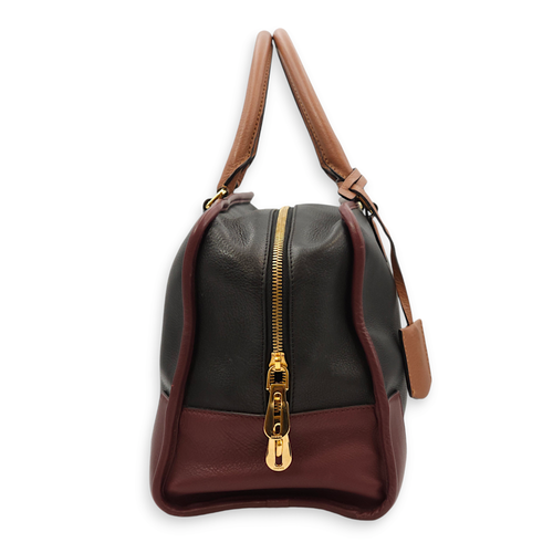 Amazona 36 Black, Brown, Burgundy Top Handle Bag in Calfskin, Gold hardware