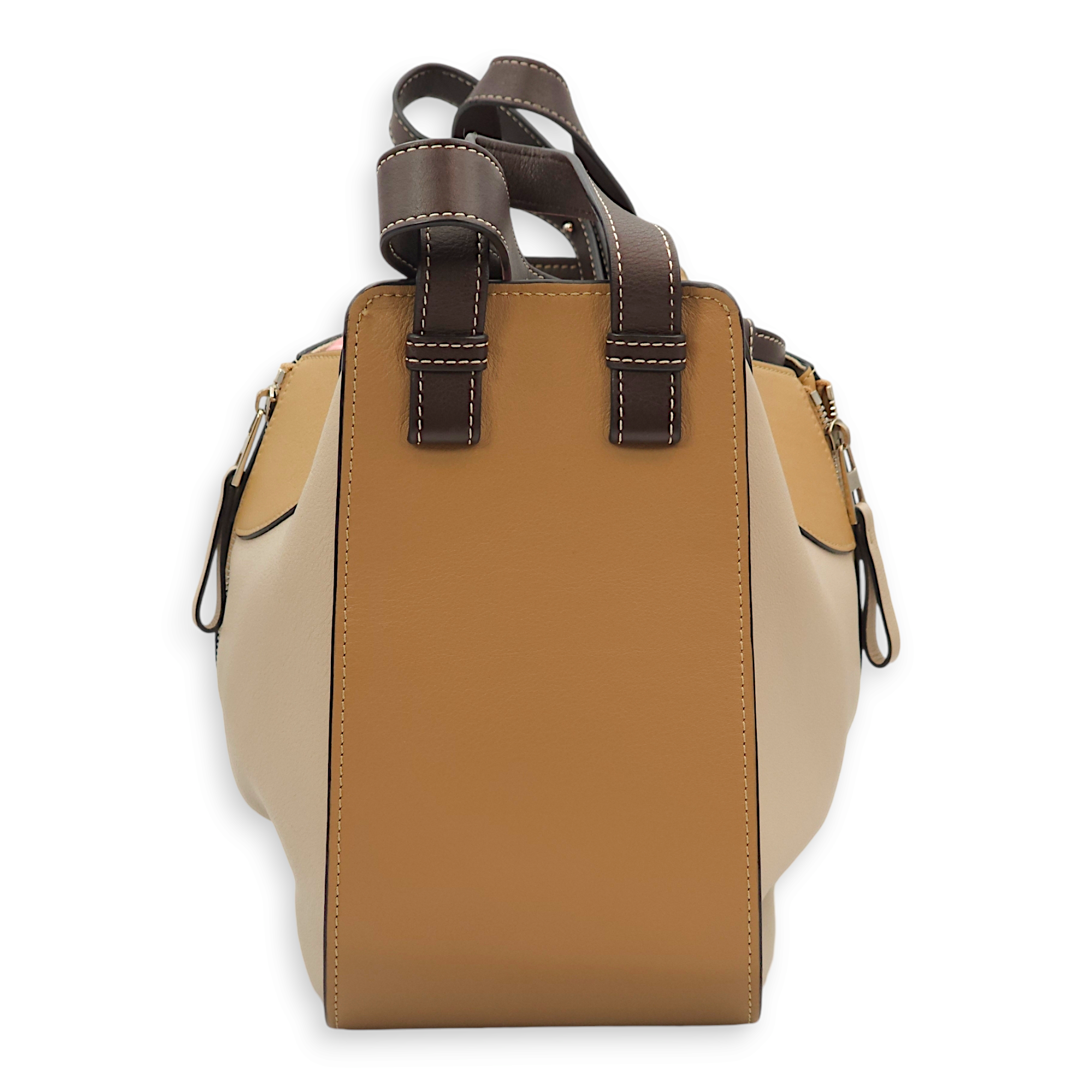 Hammock Small Beige/ Mocha Shoulder Bag in Calfskin, Palladium hardware