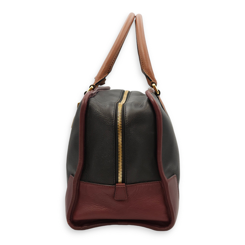 Amazona 36 Black, Brown, Burgundy Top Handle Bag in Calfskin, Gold hardware