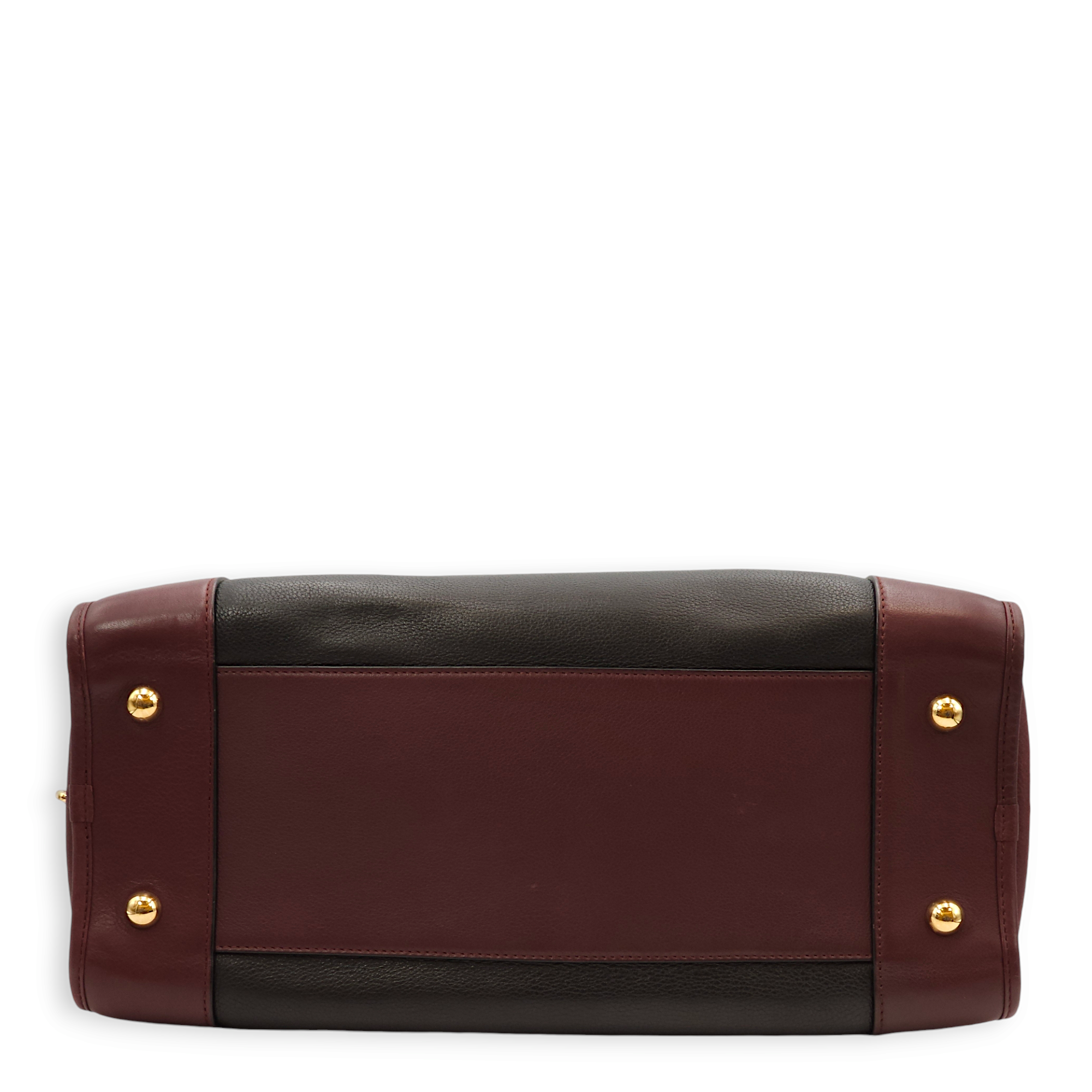 Amazona 36 Black, Brown, Burgundy Top Handle Bag in Calfskin, Gold hardware