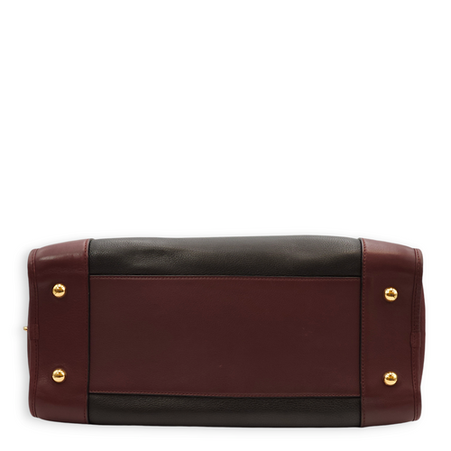 Amazona 36 Black, Brown, Burgundy Top Handle Bag in Calfskin, Gold hardware