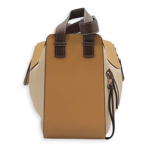 Hammock Small Beige/ Mocha Shoulder Bag in Calfskin, Palladium hardware