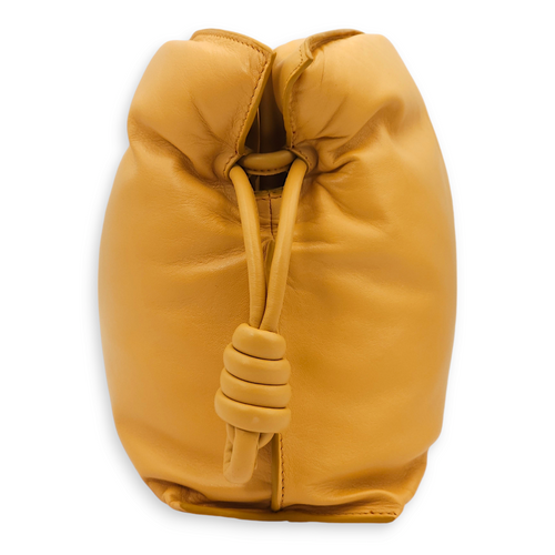 Puffer Flamenco Camel Shoulder Bag in Nappa Leather, Gold hardware