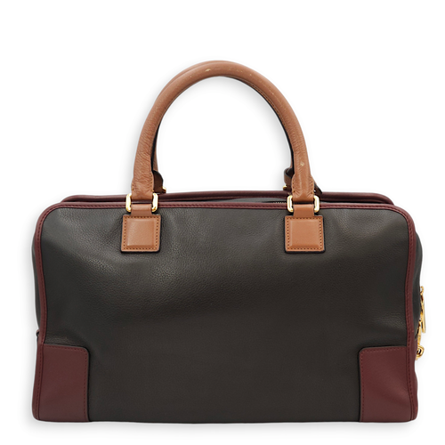 Amazona 36 Black, Brown, Burgundy Top Handle Bag in Calfskin, Gold hardware