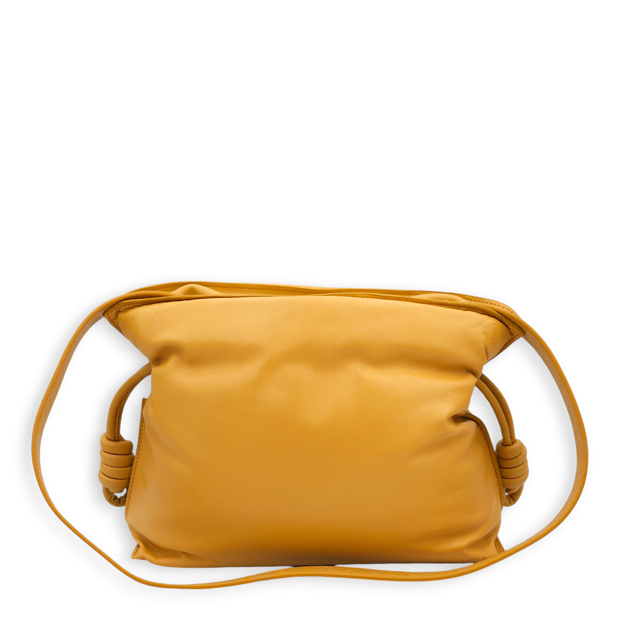 Puffer Flamenco Camel Shoulder Bag in Nappa Leather, Gold hardware