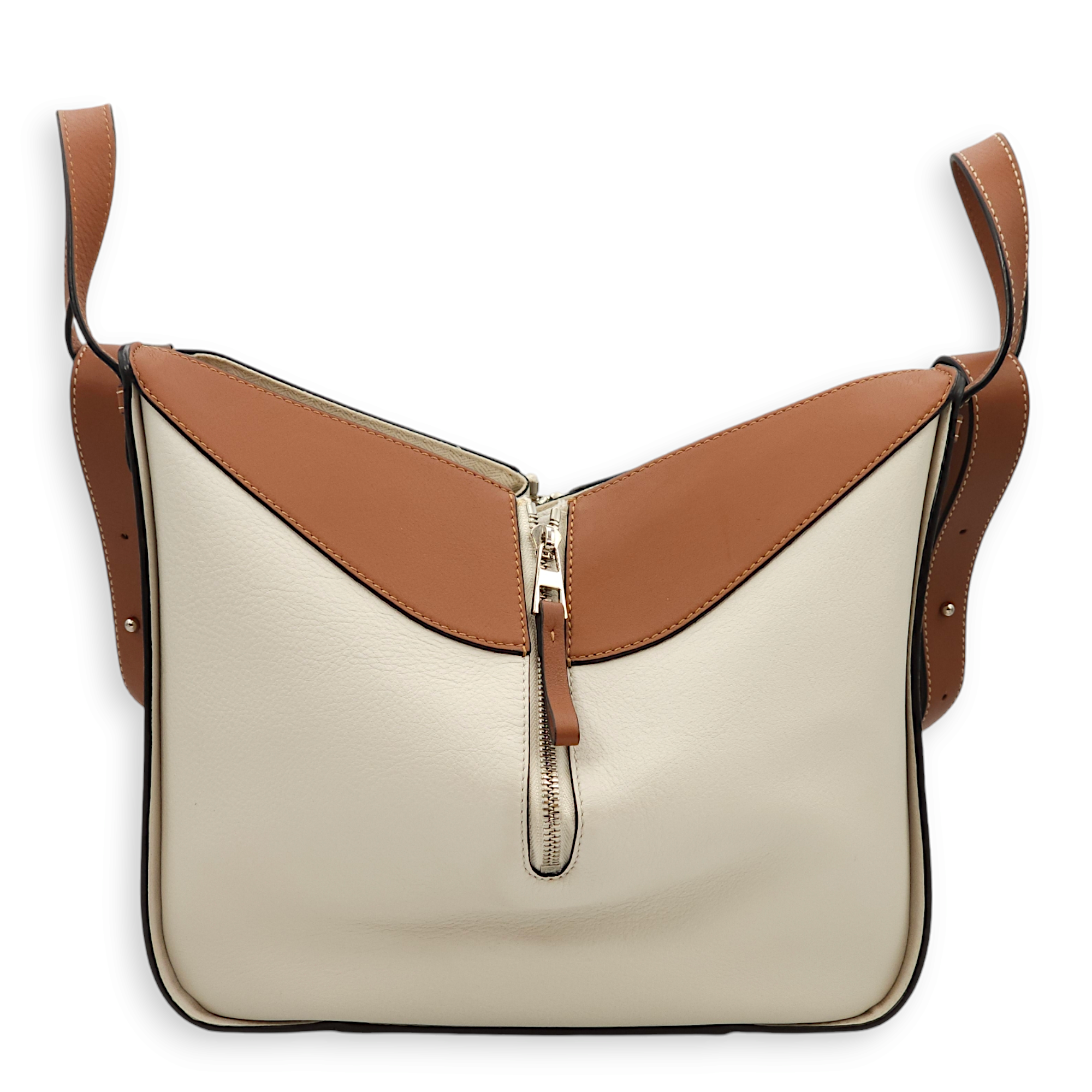 Hammock White/Beige Shoulder Bag in Calfskin, Palladium hardware