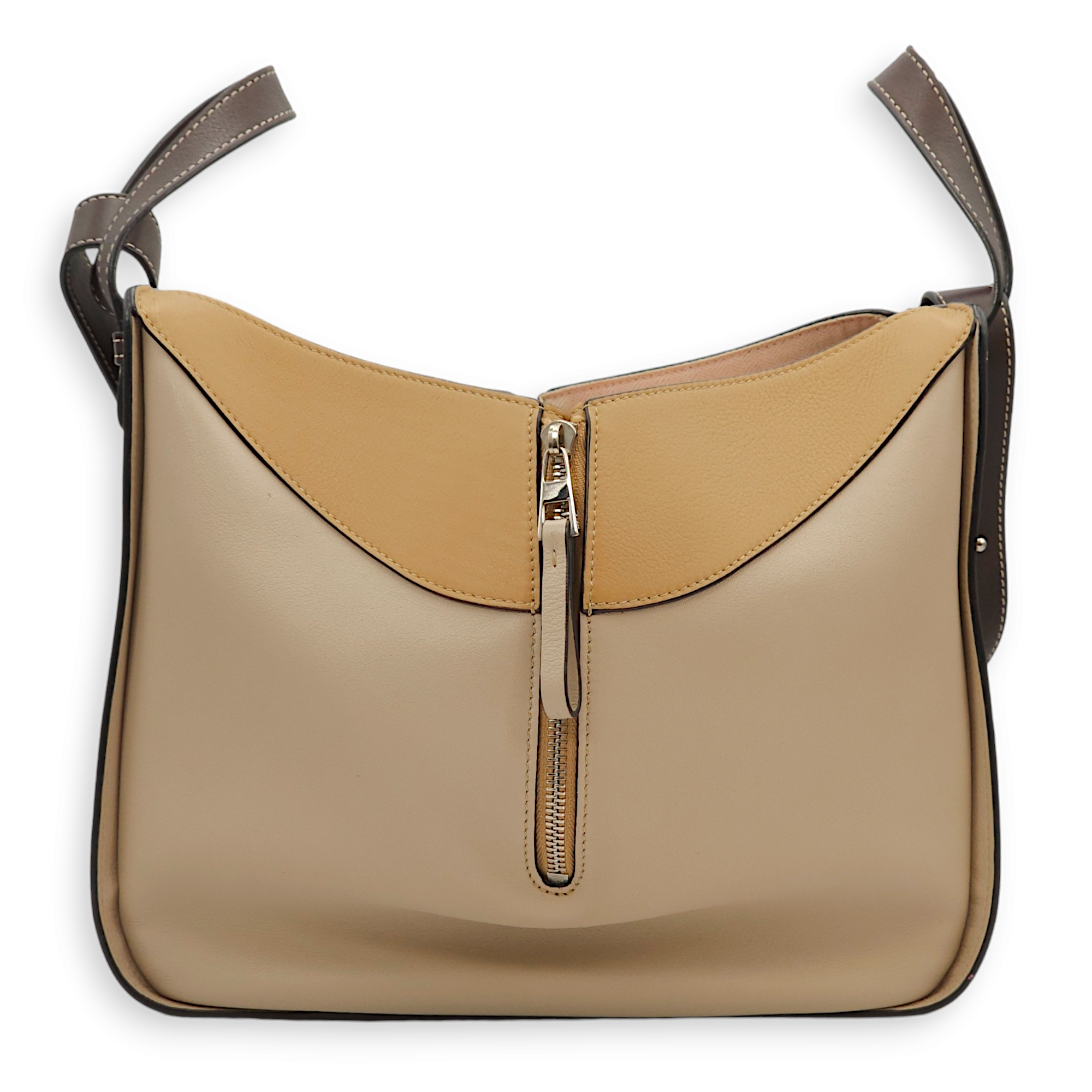 Hammock Small Beige/ Mocha Shoulder Bag in Calfskin, Palladium hardware