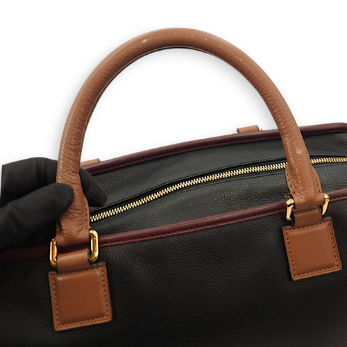 Amazona 36 Black, Brown, Burgundy Top Handle Bag in Calfskin, Gold hardware