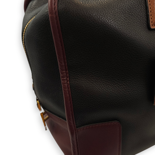 Amazona 36 Black, Brown, Burgundy Top Handle Bag in Calfskin, Gold hardware