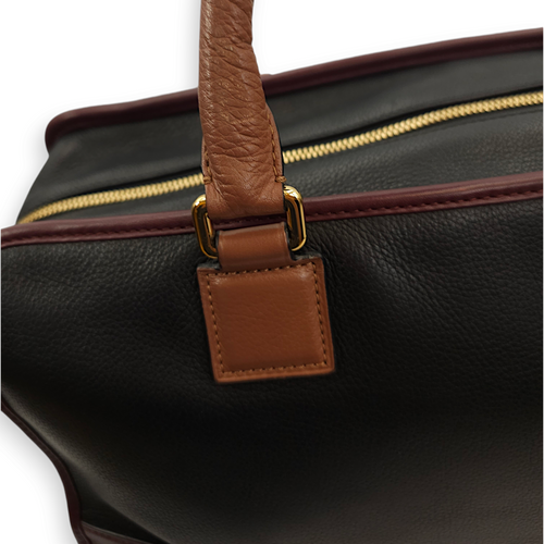 Amazona 36 Black, Brown, Burgundy Top Handle Bag in Calfskin, Gold hardware