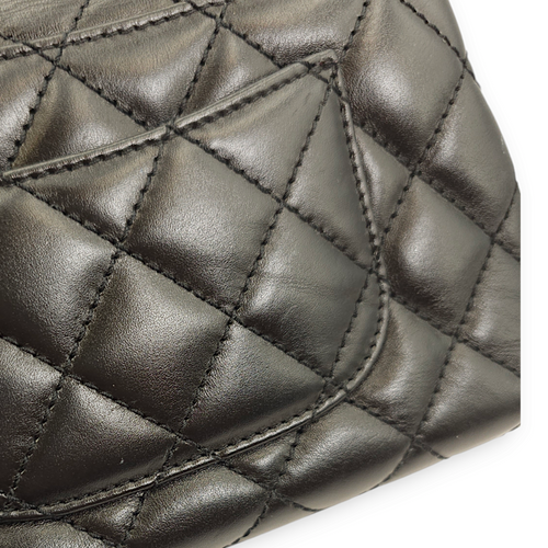 Quilted Coco Mini Black Top Handle Bag in Calfskin, Gold hardware