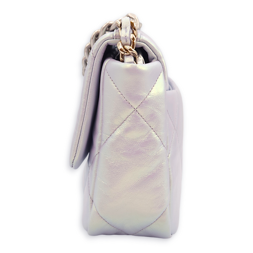 S19 Flap Small Indescent Purple Shoulder Bag in Lambskin, 3-Tone hardware