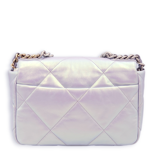 S19 Flap Small Indescent Purple Shoulder Bag in Lambskin, 3-Tone hardware