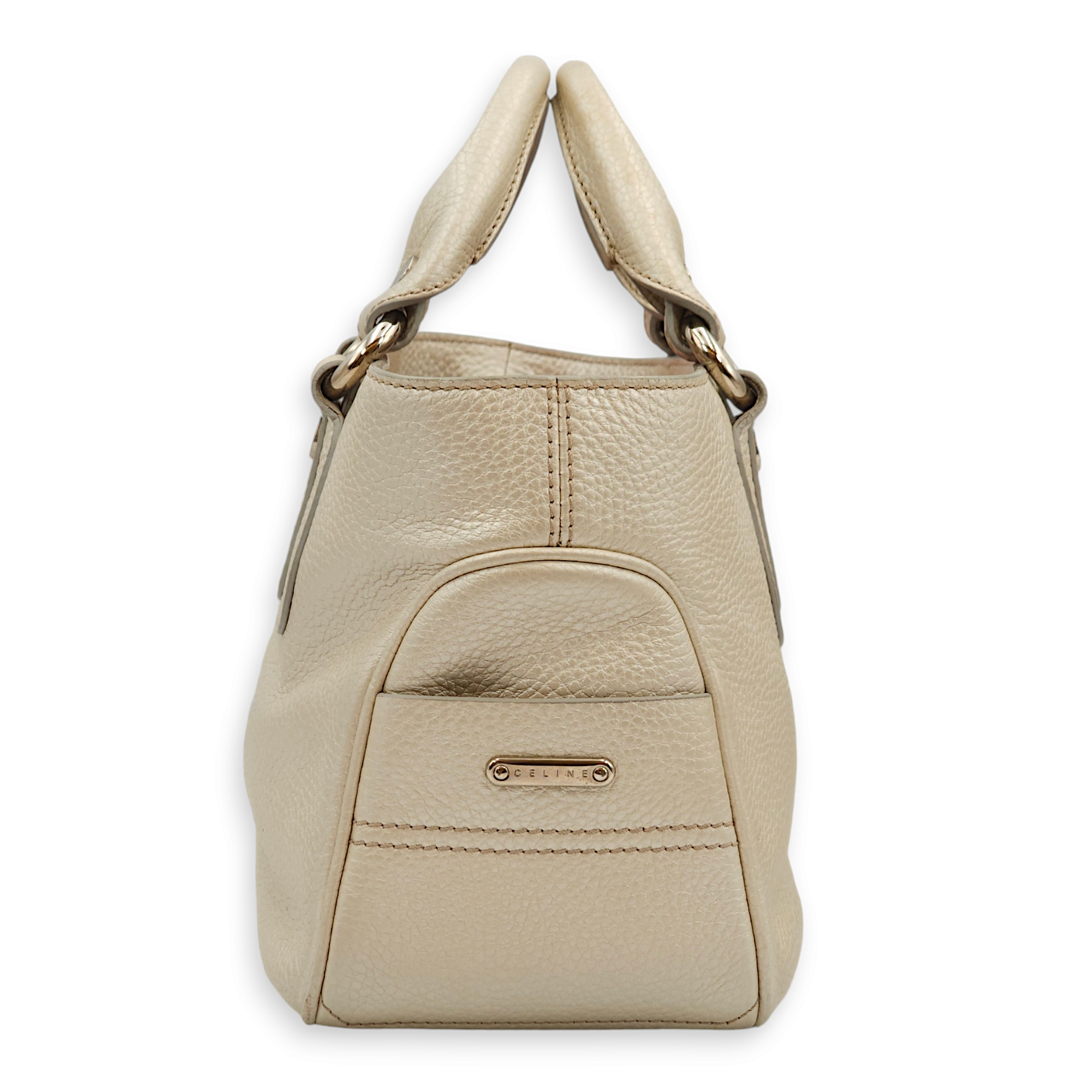 Boogie Carryall Silver Top Handle Bag in Calfskin, Palladium hardware