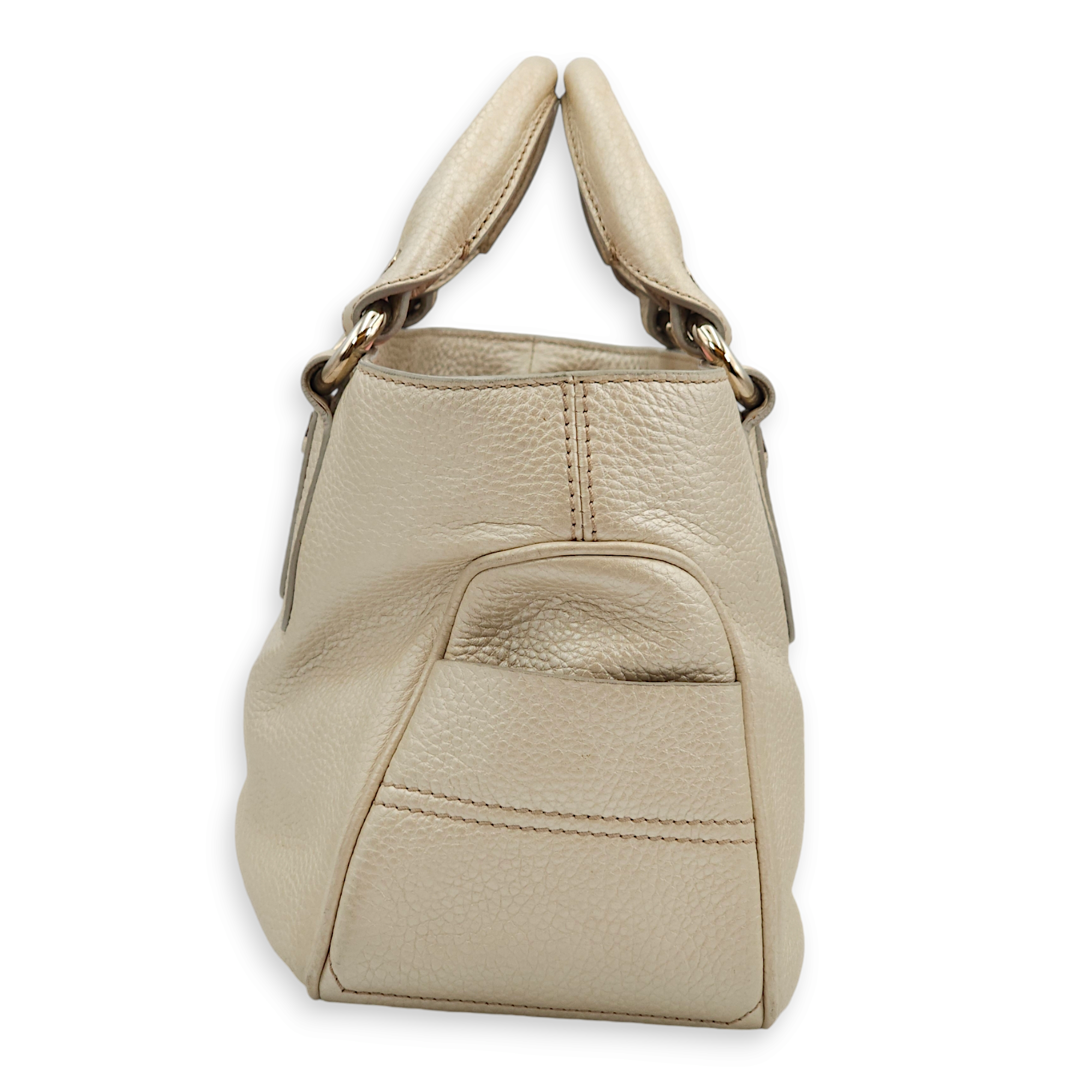 Boogie Carryall Silver Top Handle Bag in Calfskin, Palladium hardware