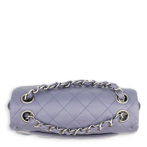 Quilted Rectangle Mini Purple Crossbody Bag in Lambskin, Palladium hardware