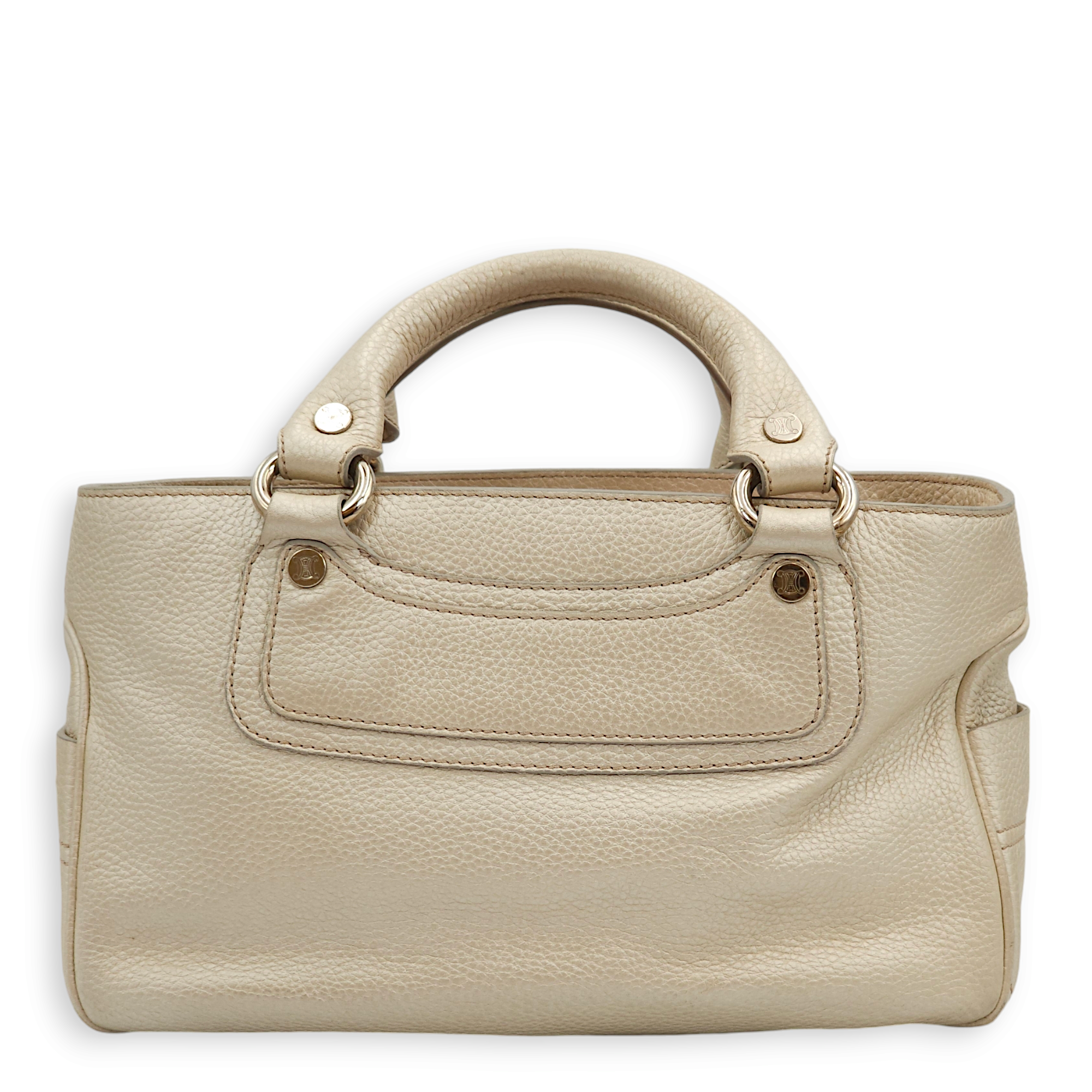 Boogie Carryall Silver Top Handle Bag in Calfskin, Palladium hardware