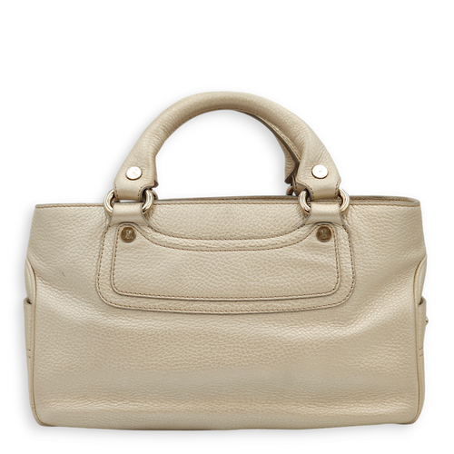 Boogie Carryall Silver Top Handle Bag in Calfskin, Palladium hardware