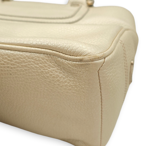 Boogie Carryall Silver Top Handle Bag in Calfskin, Palladium hardware