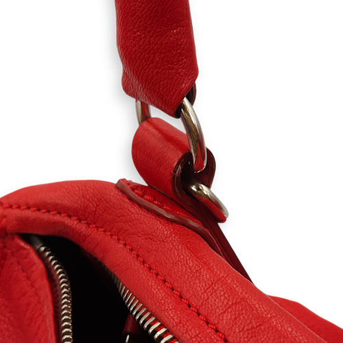 Pandora Red Crossbody Bag in Chevre Leather, Palladium hardware