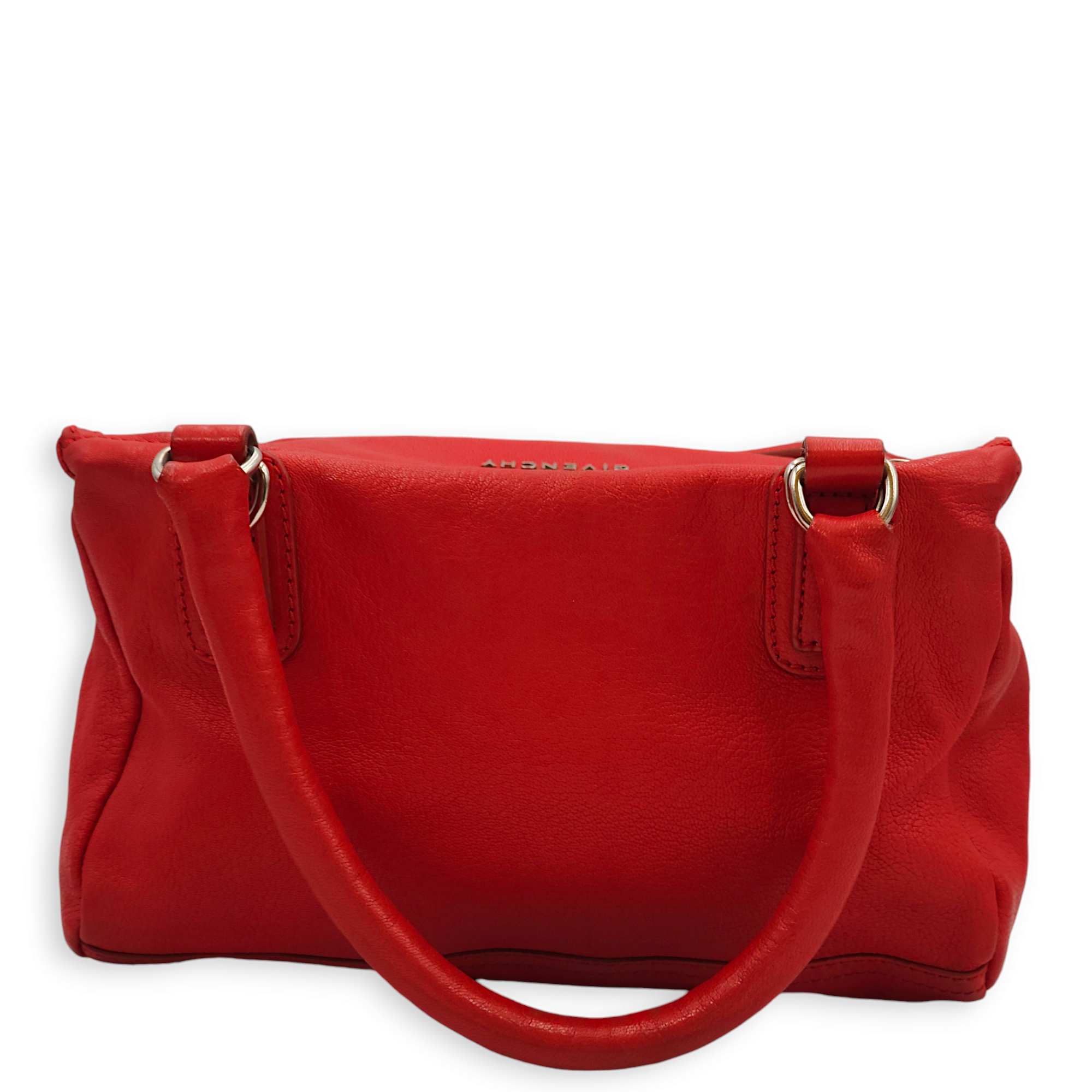 Pandora Red Crossbody Bag in Chevre Leather, Palladium hardware