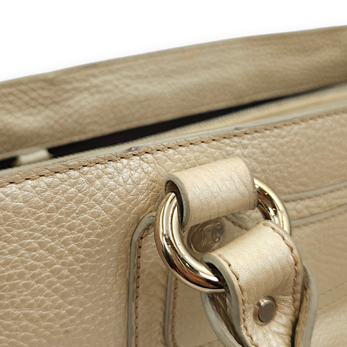 Boogie Carryall Silver Top Handle Bag in Calfskin, Palladium hardware