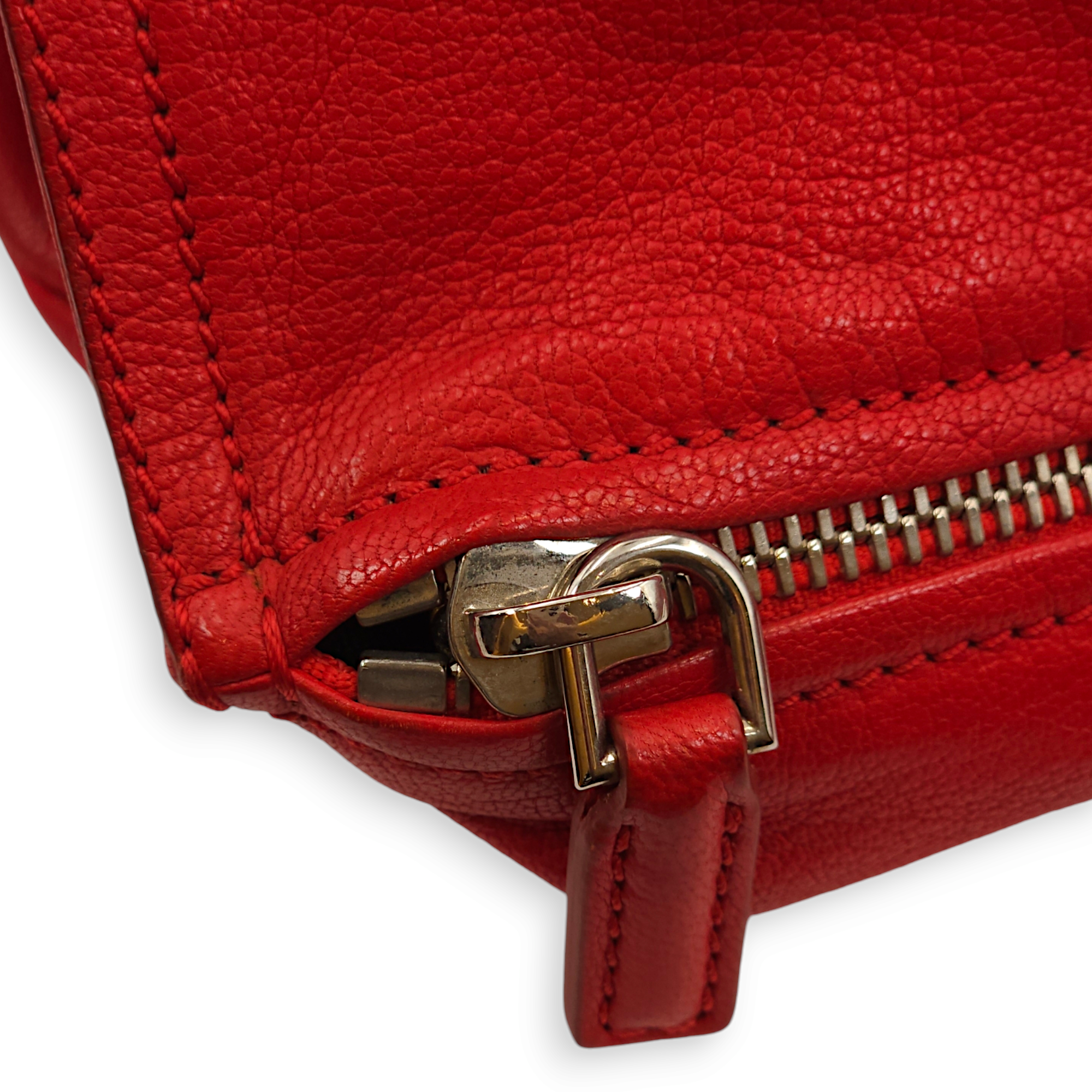 Pandora Red Crossbody Bag in Chevre Leather, Palladium hardware