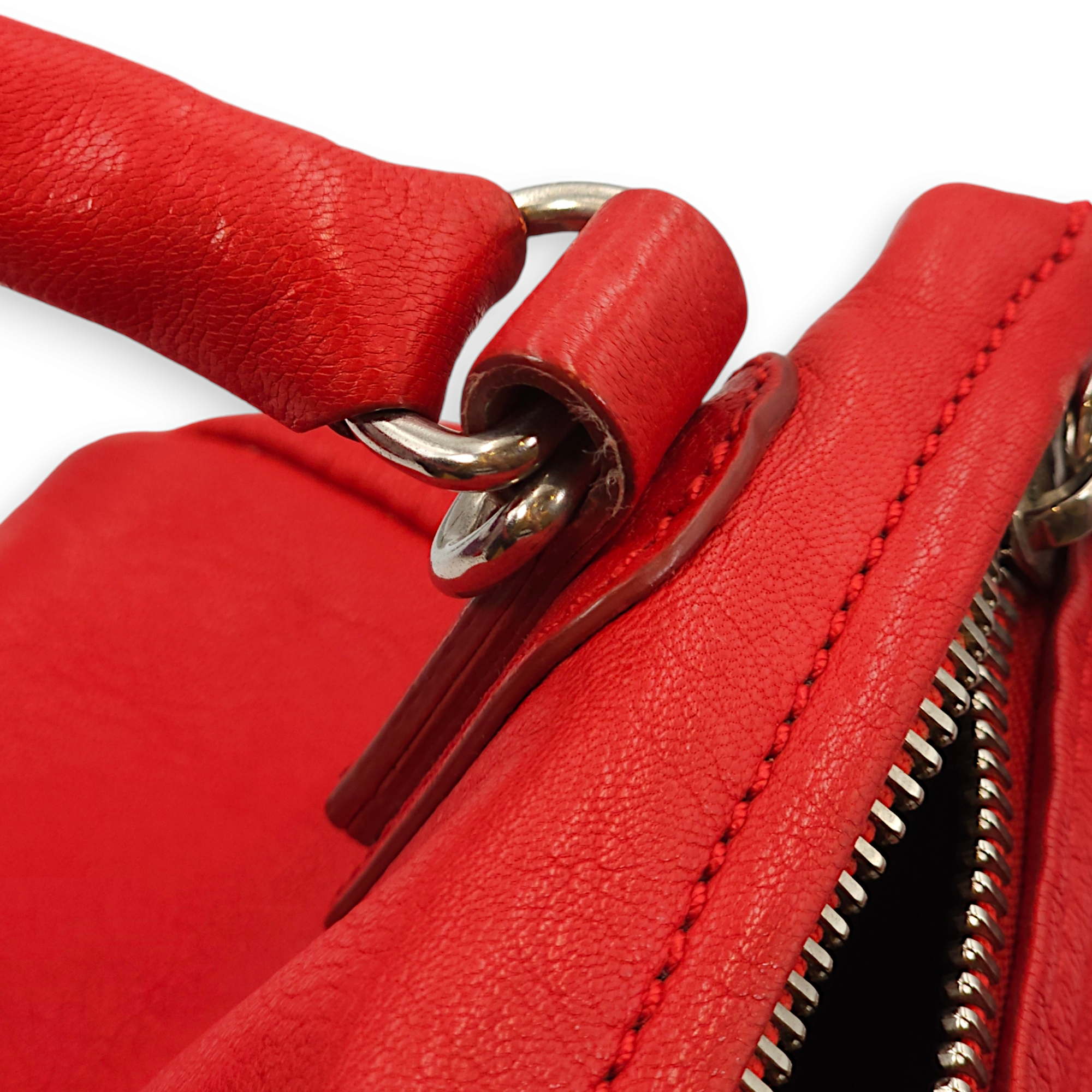 Pandora Red Crossbody Bag in Chevre Leather, Palladium hardware