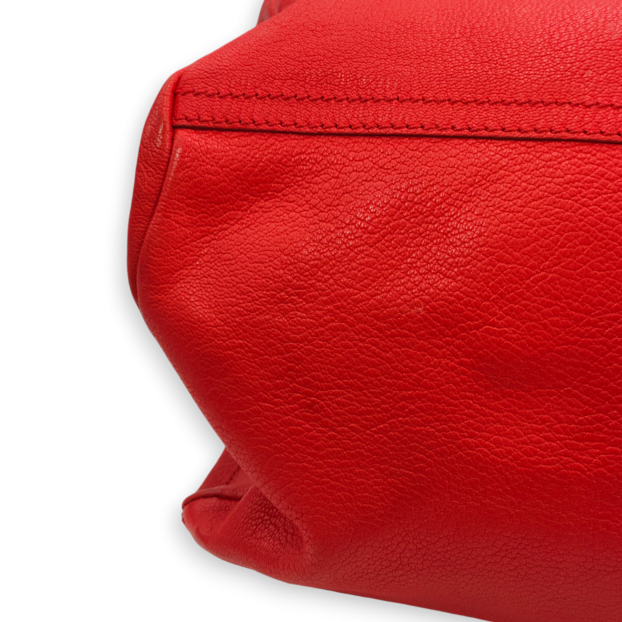 Pandora Red Crossbody Bag in Chevre Leather, Palladium hardware