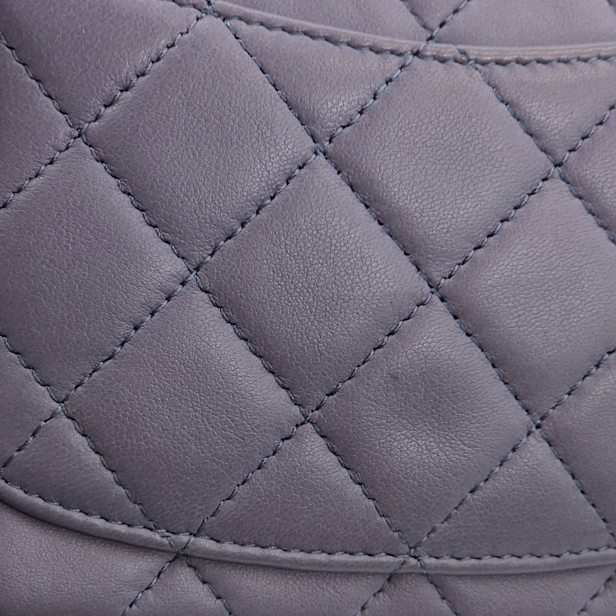 Quilted Rectangle Mini Purple Crossbody Bag in Lambskin, Palladium hardware