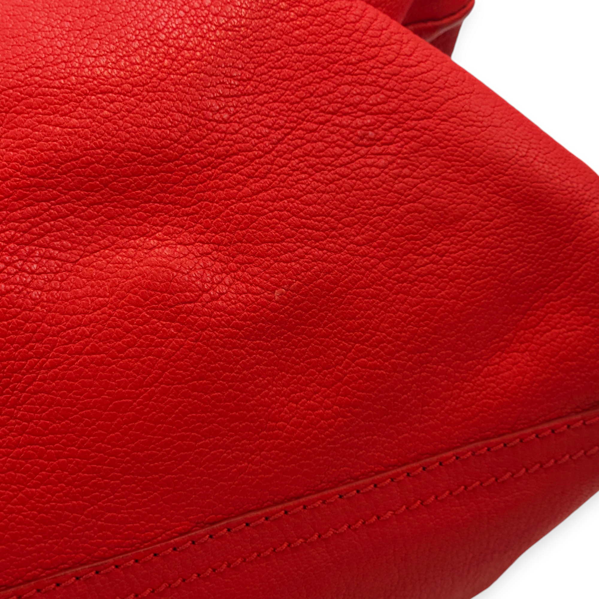 Pandora Red Crossbody Bag in Chevre Leather, Palladium hardware