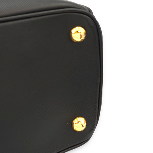 Saffiano Lux Black Top Handle Bag in Saffiano Leather, Gold hardware