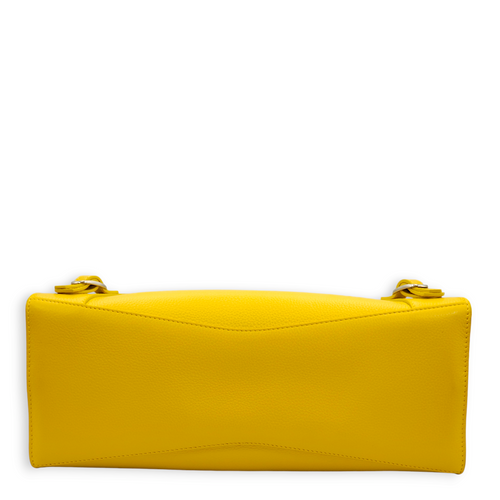 Classic Neo City Yellow Crossbody Bag in Calfskin, Palladium hardware