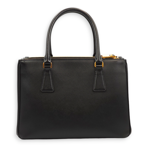 Saffiano Lux Black Top Handle Bag in Saffiano Leather, Gold hardware