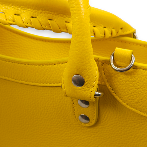 Classic Neo City Yellow Crossbody Bag in Calfskin, Palladium hardware