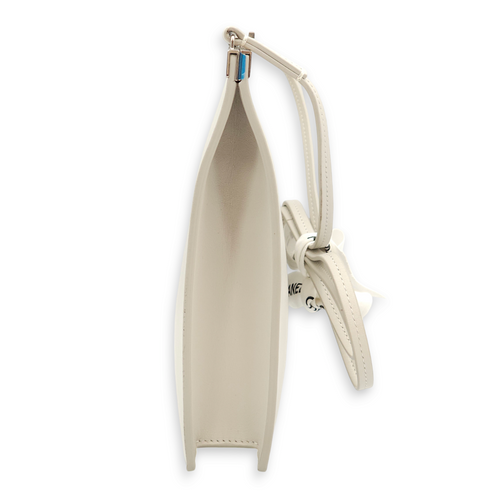 Clasp Mini White Crossbody Bag in Calfskin, Palladium hardware