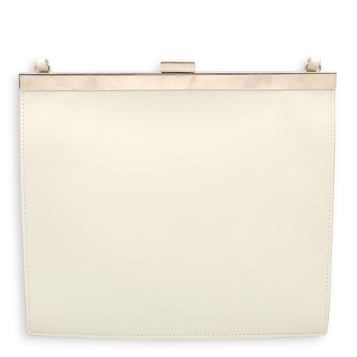 Clasp Mini White Crossbody Bag in Calfskin, Palladium hardware