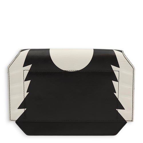 Stars Wings Print Bow Cut Black/White Crossbody Bag in Calfskin, Palladium hardware