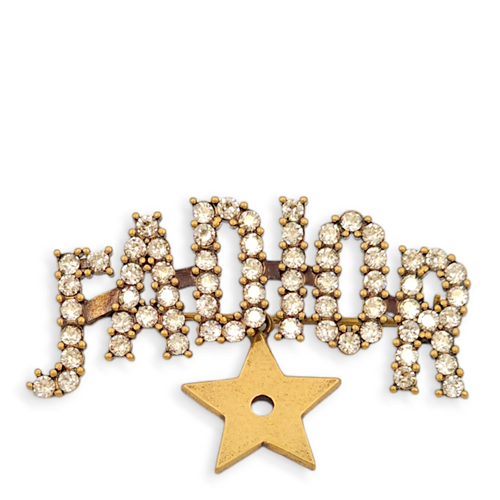 J’Adior dangling star Gold/White Brooch, Gold hardware